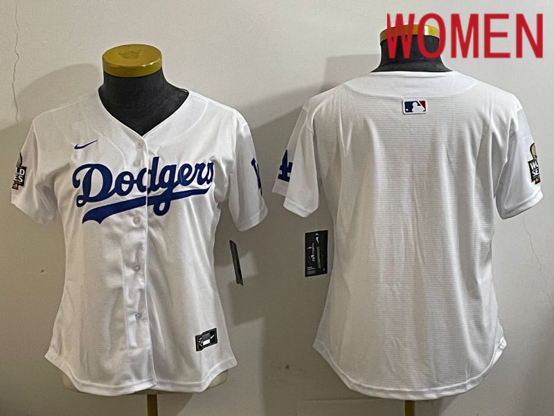 Women Los Angeles Dodgers Blank White Game 2024 Nike MLB Jersey style 112110->women mlb jersey->Women Jersey